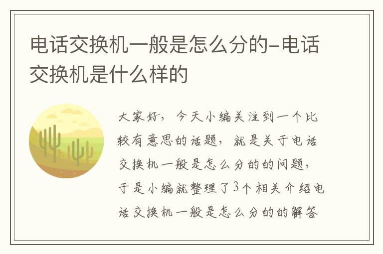 电话交换机一般是怎么分的-电话交换机是什么样的