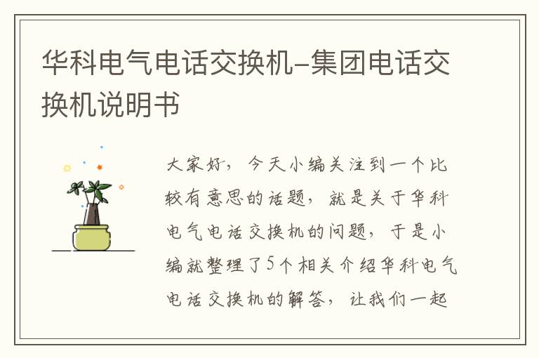 华科电气电话交换机-集团电话交换机说明书