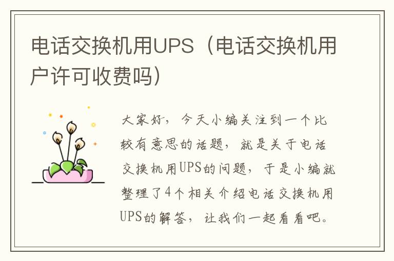 电话交换机用UPS（电话交换机用户许可收费吗）