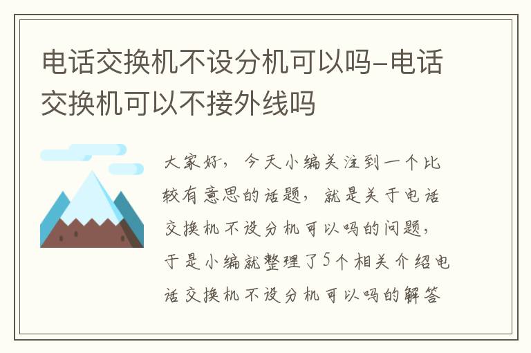 电话交换机不设分机可以吗-电话交换机可以不接外线吗