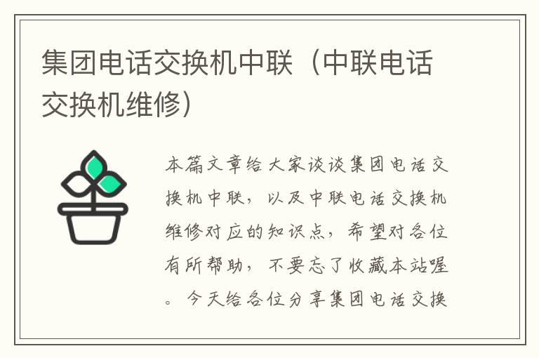 集团电话交换机中联（中联电话交换机维修）