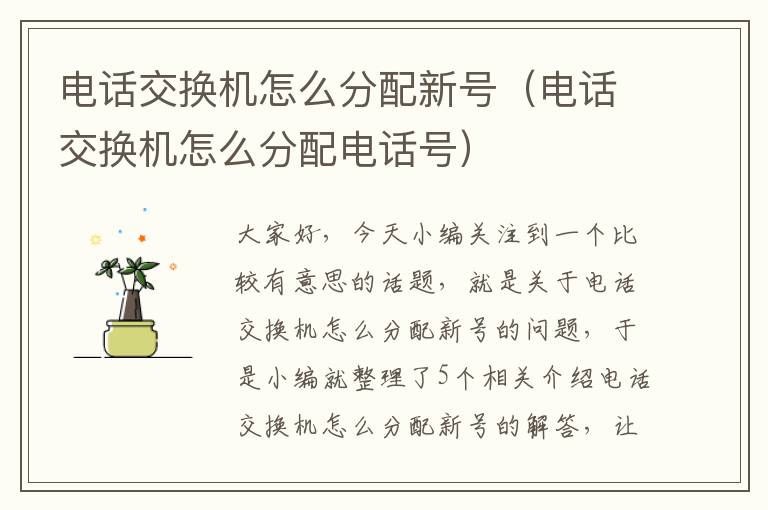 电话交换机怎么分配新号（电话交换机怎么分配电话号）