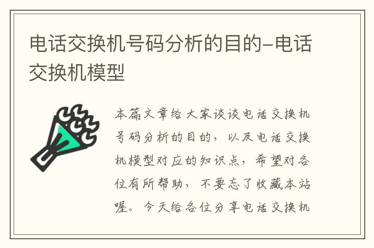 电话交换机号码分析的目的-电话交换机模型