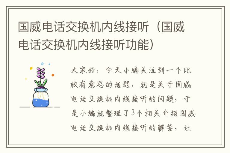 国威电话交换机内线接听（国威电话交换机内线接听功能）