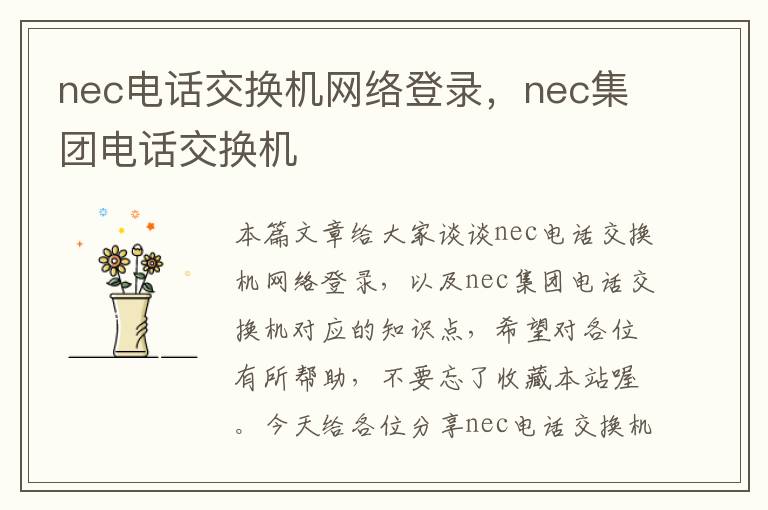 nec电话交换机网络登录，nec集团电话交换机