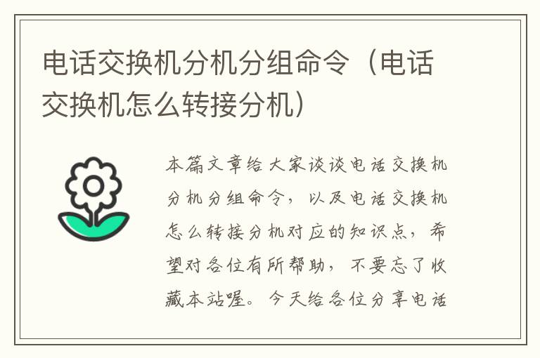 电话交换机分机分组命令（电话交换机怎么转接分机）