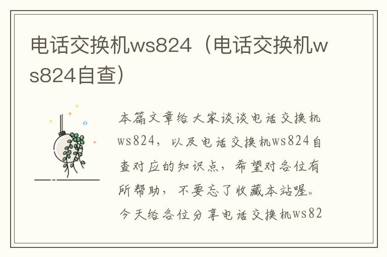 电话交换机ws824（电话交换机ws824自查）