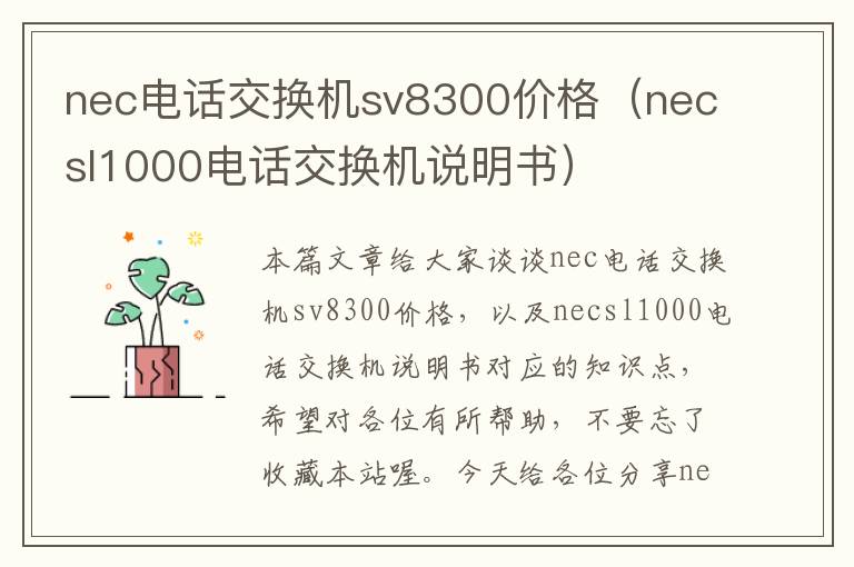 nec电话交换机sv8300价格（necsl1000电话交换机说明书）