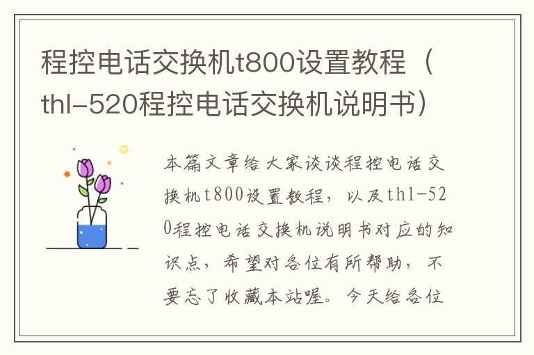 程控电话交换机t800设置教程（thl-520程控电话交换机说明书）