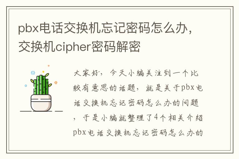 pbx电话交换机忘记密码怎么办，交换机cipher密码解密