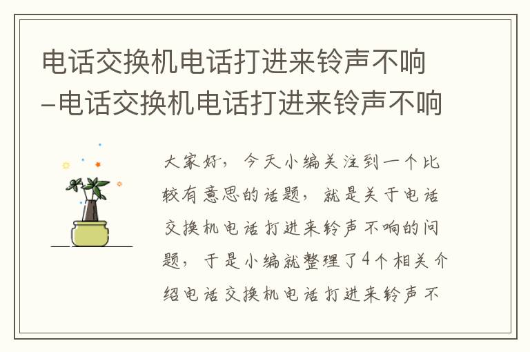 电话交换机电话打进来铃声不响-电话交换机电话打进来铃声不响怎么办