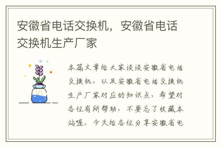 安徽省电话交换机，安徽省电话交换机生产厂家