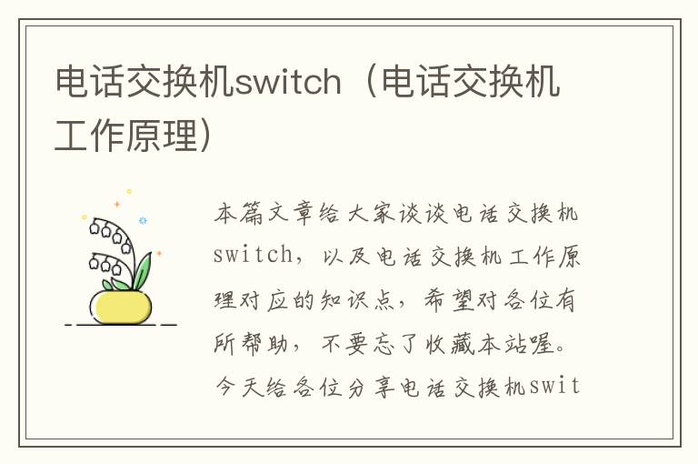 电话交换机switch（电话交换机工作原理）