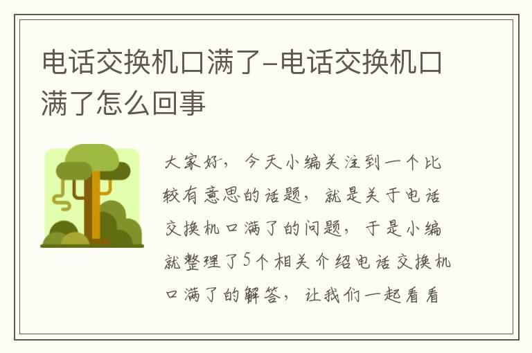 电话交换机口满了-电话交换机口满了怎么回事