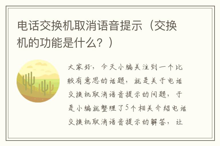 电话交换机取消语音提示（交换机的功能是什么？）