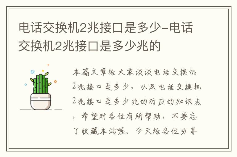 电话交换机2兆接口是多少-电话交换机2兆接口是多少兆的