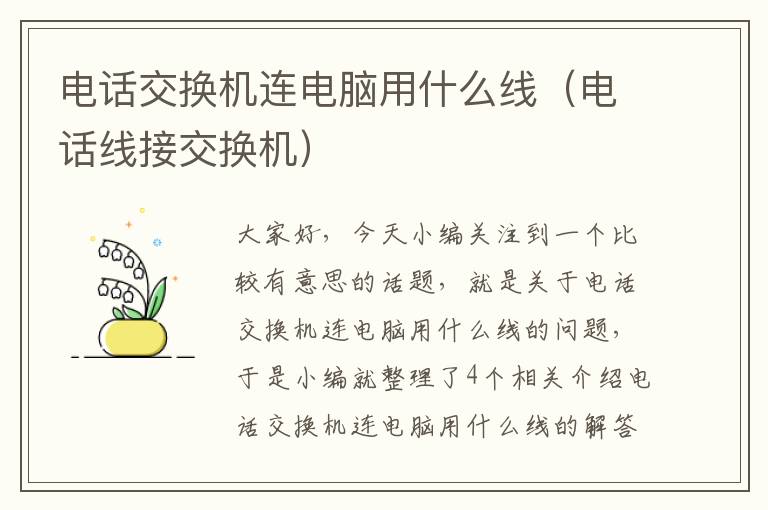 电话交换机连电脑用什么线（电话线接交换机）