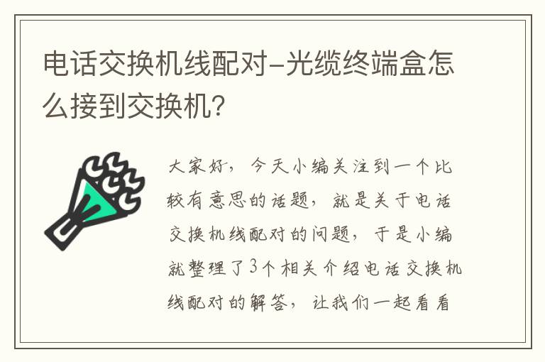 电话交换机线配对-光缆终端盒怎么接到交换机？