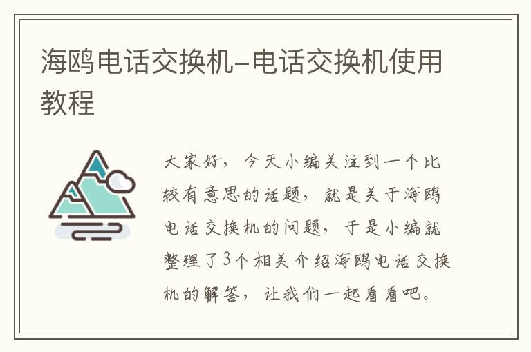 海鸥电话交换机-电话交换机使用教程