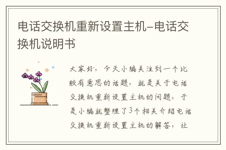 电话交换机重新设置主机-电话交换机说明书