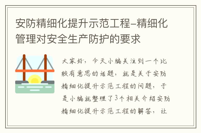 安防精细化提升示范工程-精细化管理对安全生产防护的要求