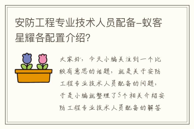 安防工程专业技术人员配备-蚁客星耀各配置介绍？