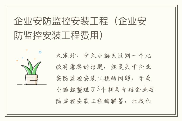 企业安防监控安装工程（企业安防监控安装工程费用）