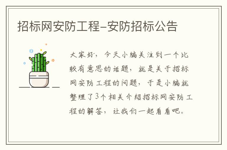 招标网安防工程-安防招标公告