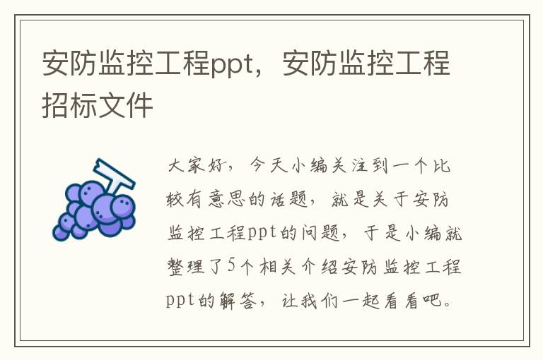 安防监控工程ppt，安防监控工程招标文件