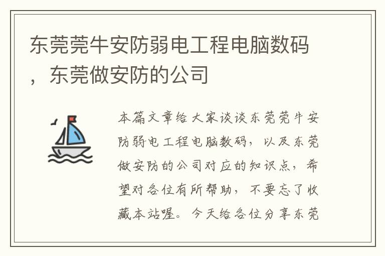 东莞莞牛安防弱电工程电脑数码，东莞做安防的公司