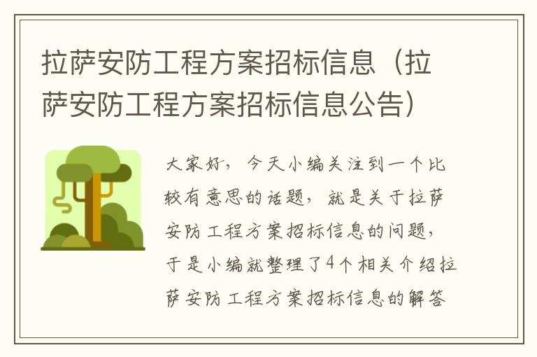 拉萨安防工程方案招标信息（拉萨安防工程方案招标信息公告）