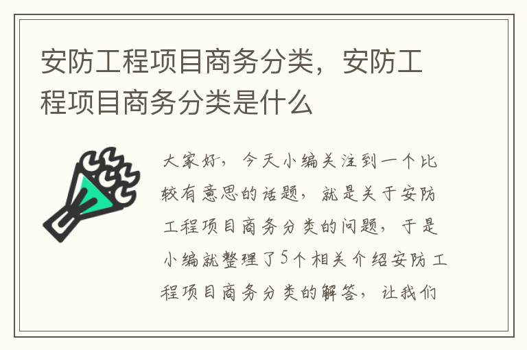 安防工程项目商务分类，安防工程项目商务分类是什么