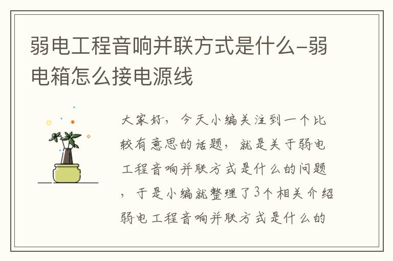 弱电工程音响并联方式是什么-弱电箱怎么接电源线