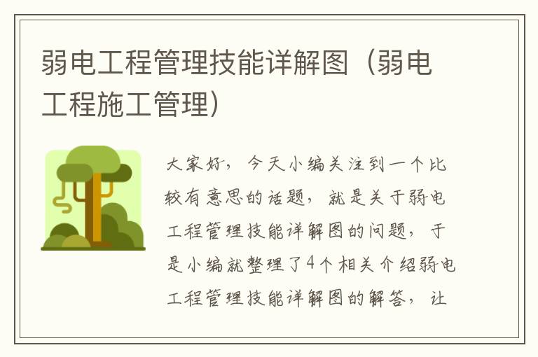 弱电工程管理技能详解图（弱电工程施工管理）