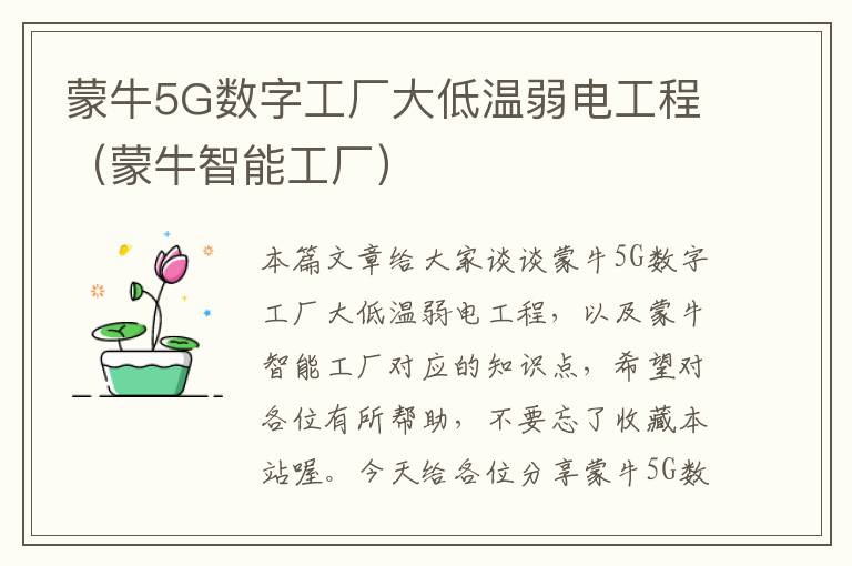 蒙牛5G数字工厂大低温弱电工程（蒙牛智能工厂）