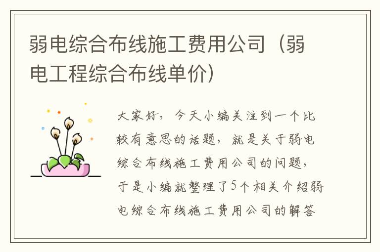 弱电综合布线施工费用公司（弱电工程综合布线单价）