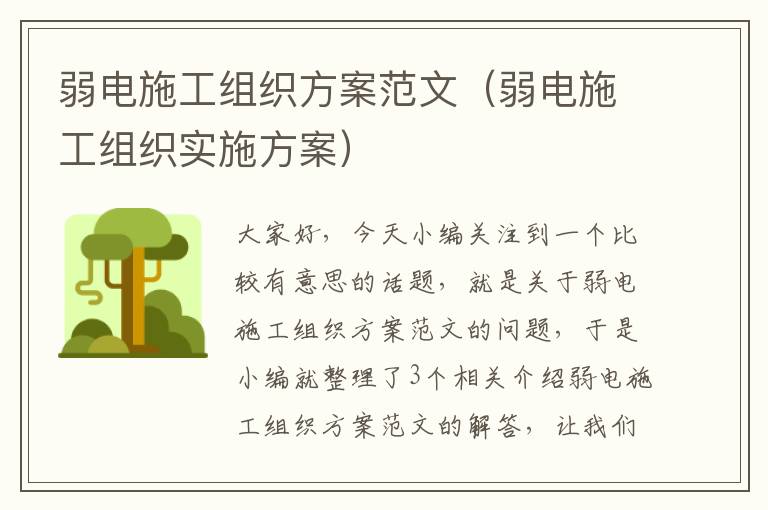 弱电施工组织方案范文（弱电施工组织实施方案）