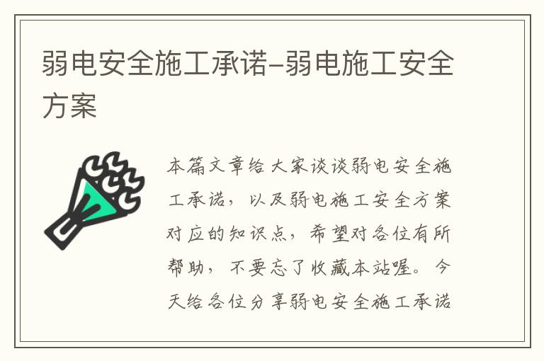 弱电安全施工承诺-弱电施工安全方案