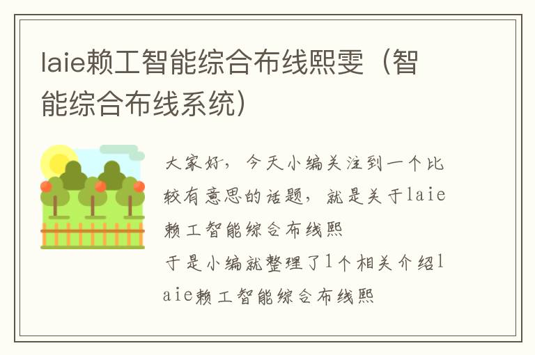 laie赖工智能综合布线熙雯（智能综合布线系统）