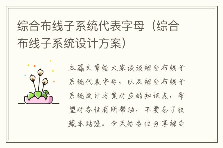 综合布线子系统代表字母（综合布线子系统设计方案）