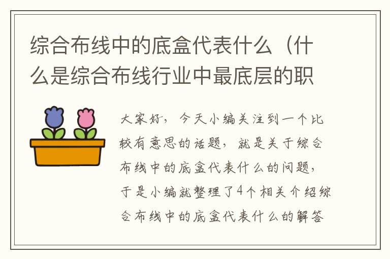 综合布线中的底盒代表什么（什么是综合布线行业中最底层的职位）