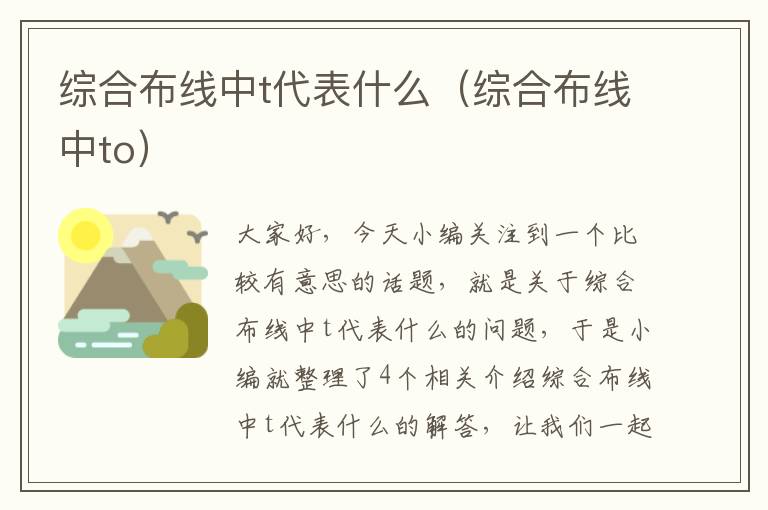 综合布线中t代表什么（综合布线中to）