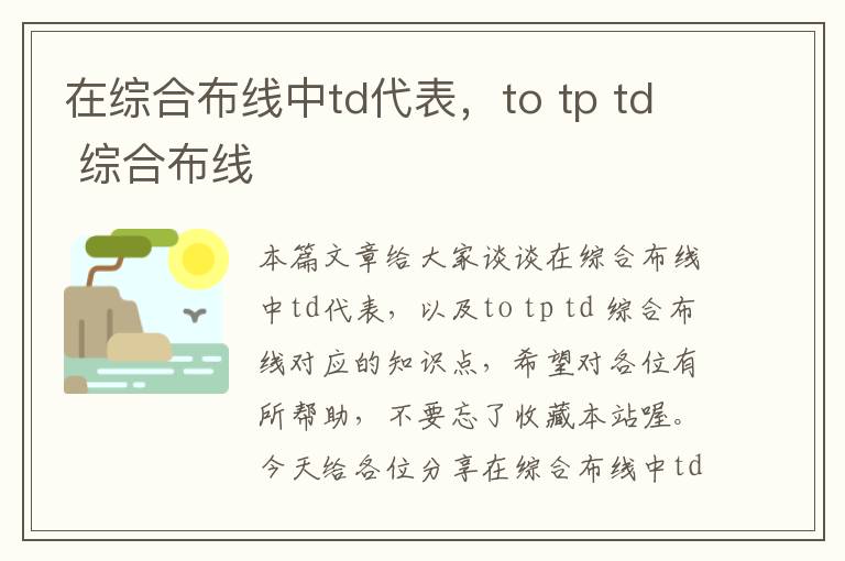 在综合布线中td代表，to tp td 综合布线