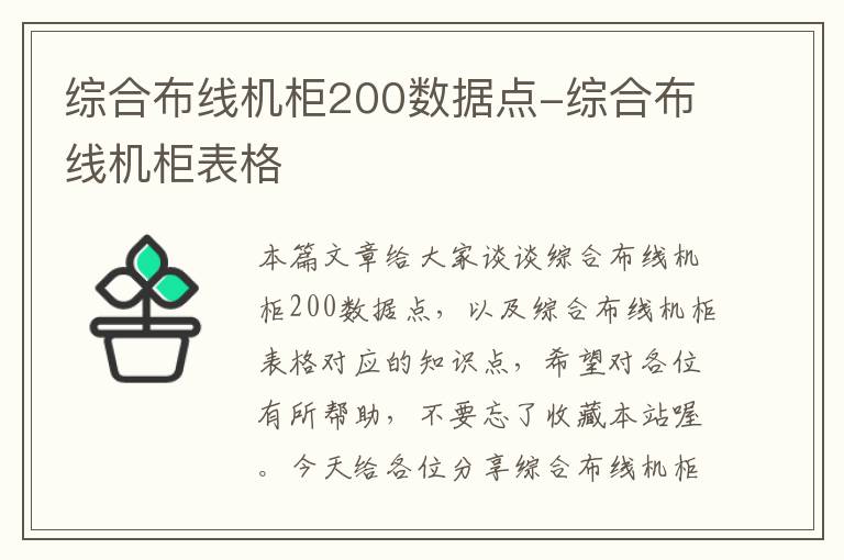 综合布线机柜200数据点-综合布线机柜表格