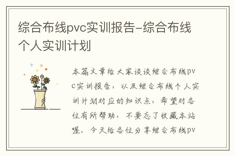 综合布线pvc实训报告-综合布线个人实训计划