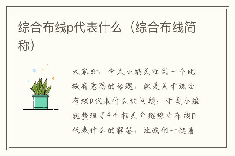 综合布线p代表什么（综合布线简称）