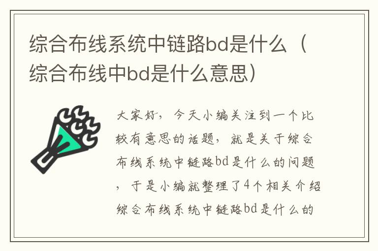 综合布线系统中链路bd是什么（综合布线中bd是什么意思）