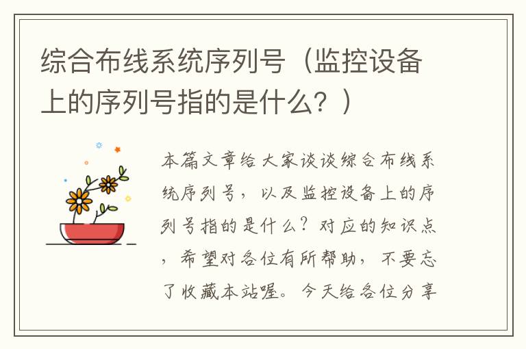 综合布线系统序列号（监控设备上的序列号指的是什么？）