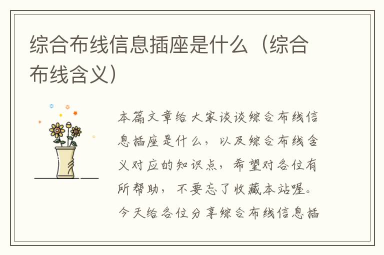 综合布线信息插座是什么（综合布线含义）