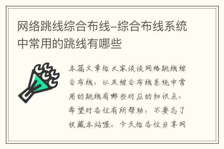 网络跳线综合布线-综合布线系统中常用的跳线有哪些